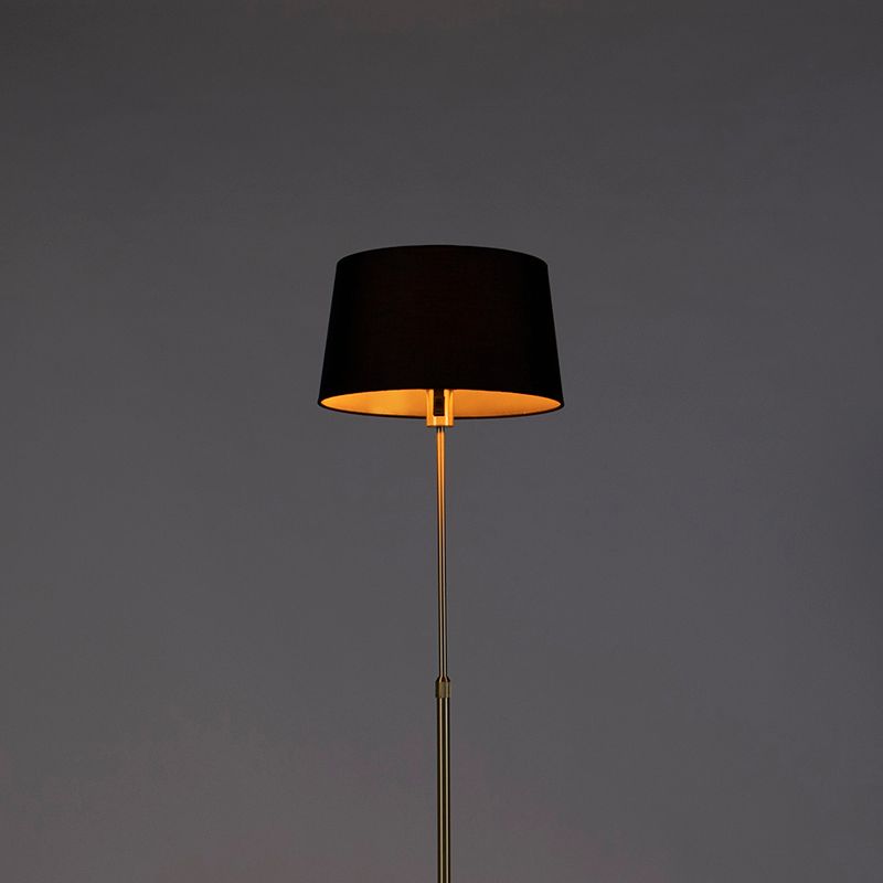 Vloerlamp goud/messing met zwarte kap 35 cm verstelbaar - Parte