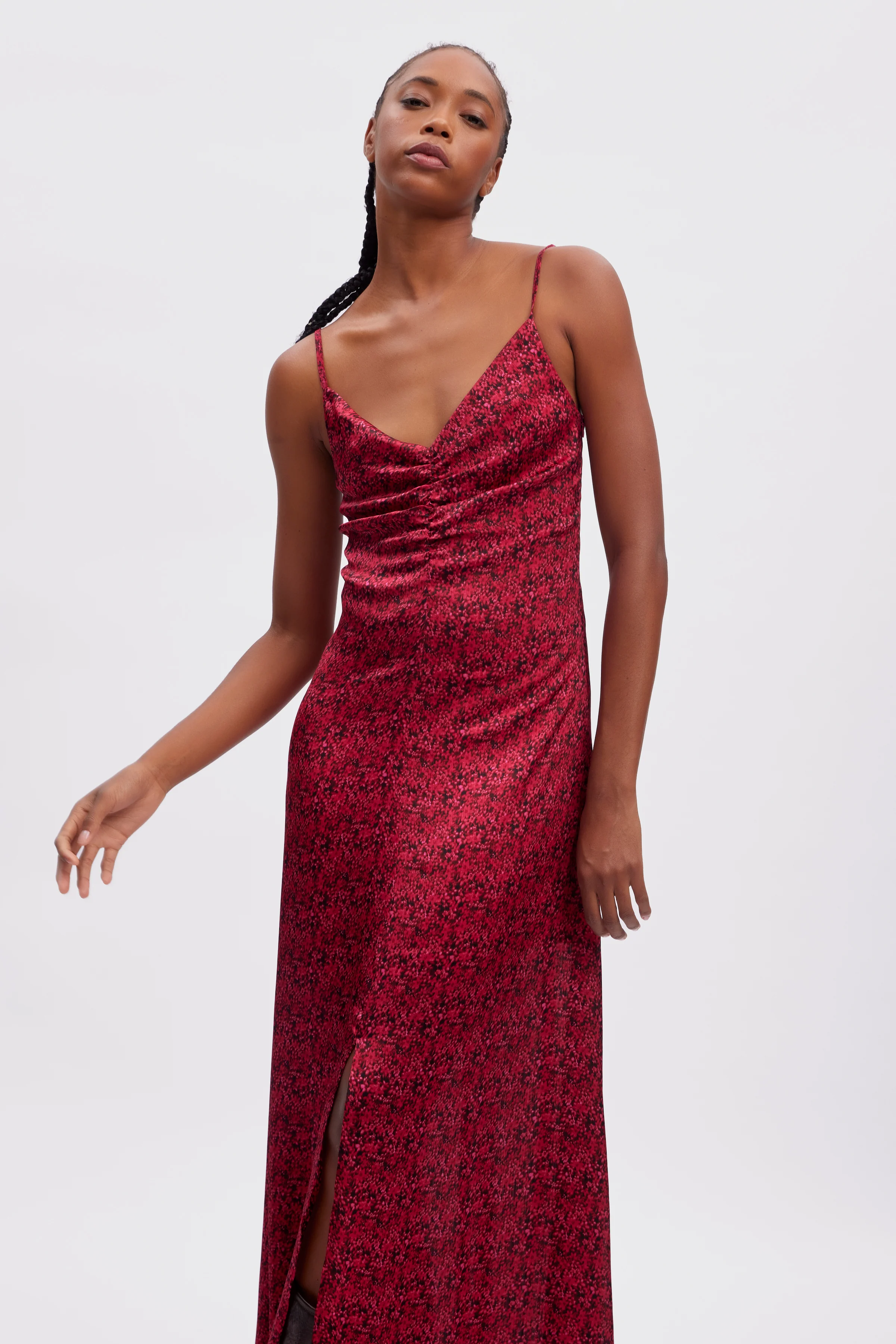 GESTUZ  DeepaGZ slip kjole -Pink Ditsy Flower