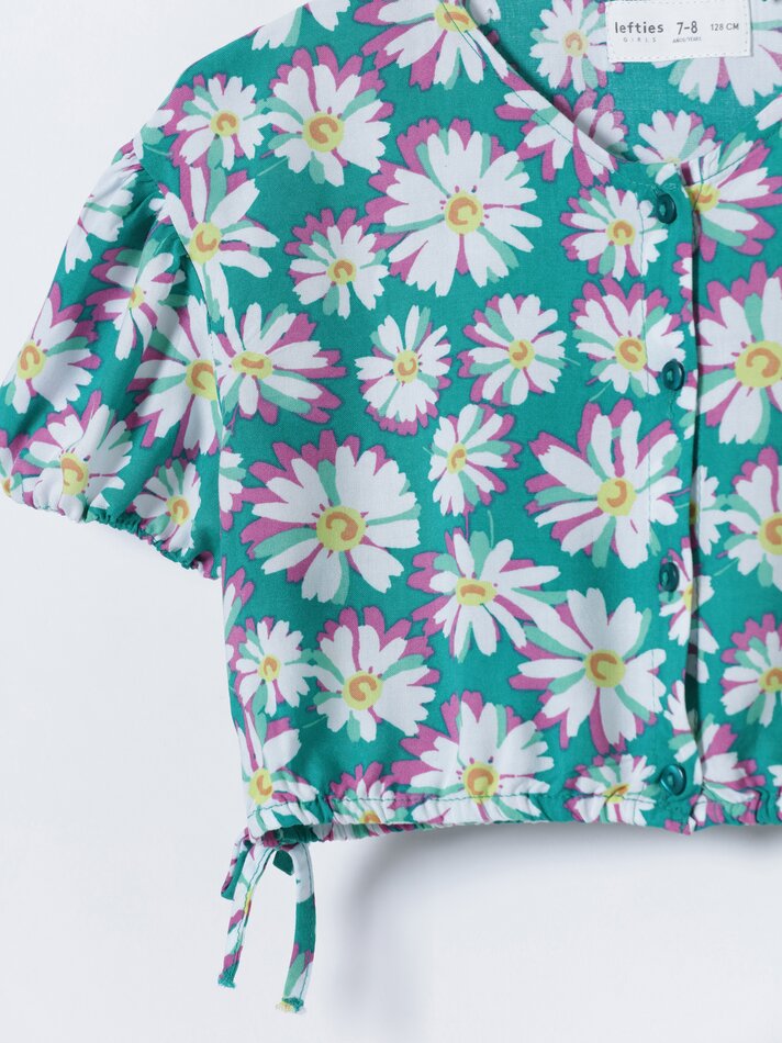 Camisa cropped estampada - Verde Esmeralda