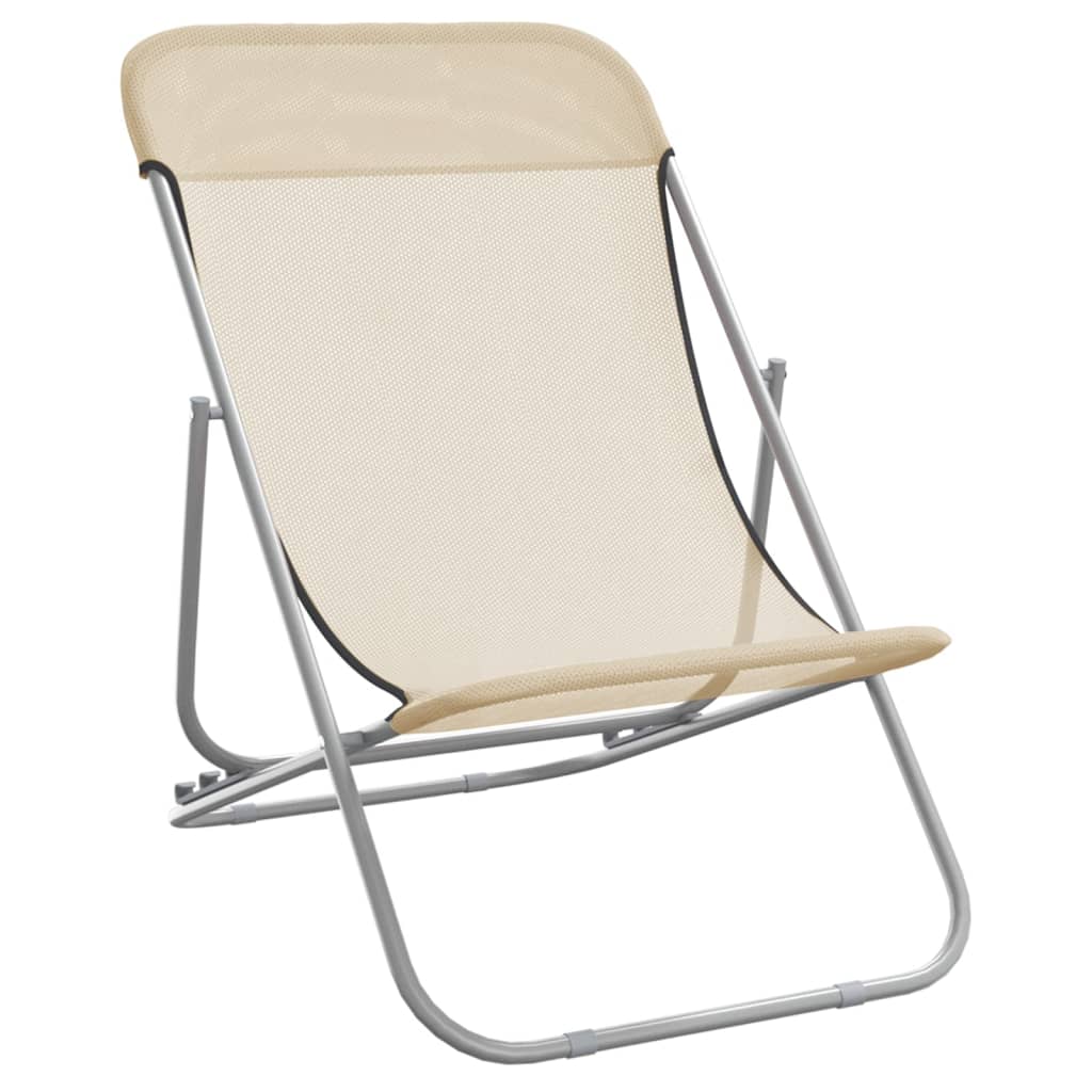 Chaises de plage pliantes 2pcs textilène acier enduit de poudre
