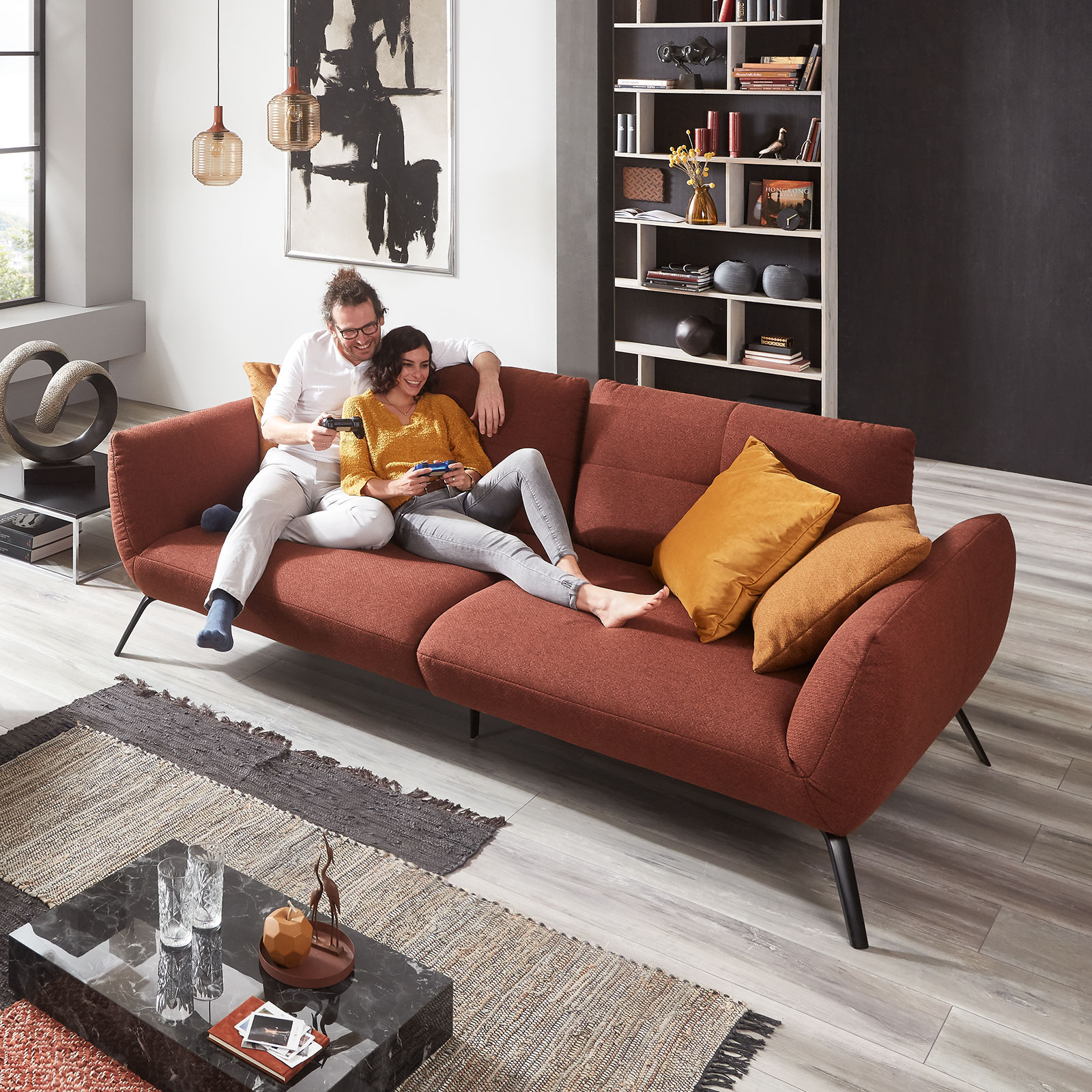 Big Sofa - kupfer - Flachgewebe