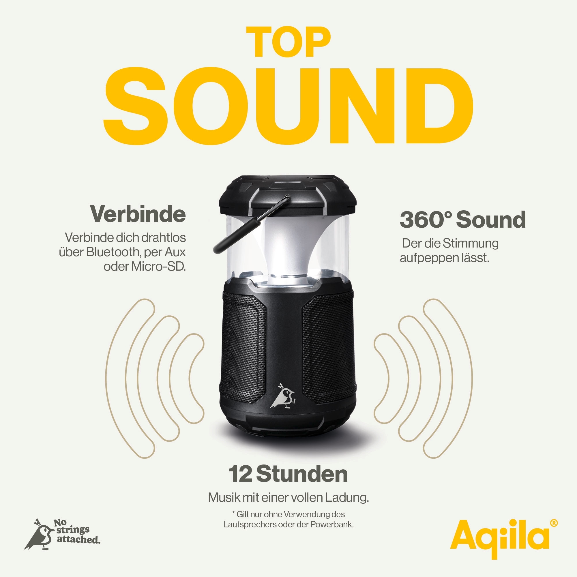 Aqiila Soundbird B10 3 in 1 Lampe, Lautsprecher und Powerbank 10000 mAh