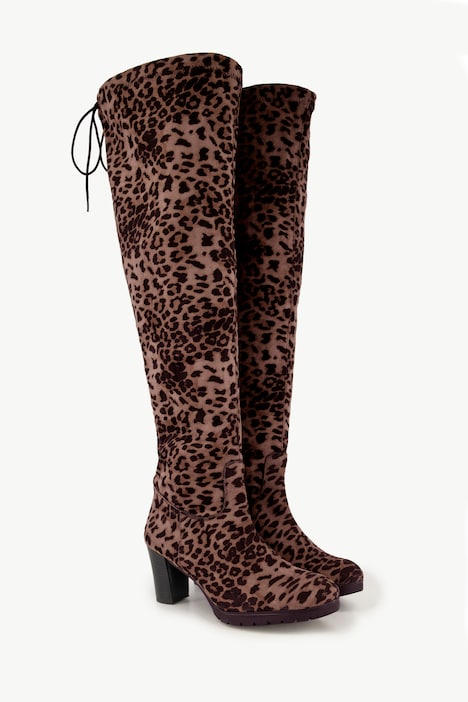 Overknee-Stiefel, XL-Schaft, Leomuster, Weite H