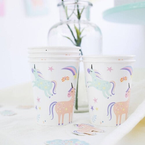 Bekers eenhoorns en regenbogen – 6st