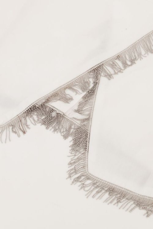Witte cropped blouse met glitter franjes