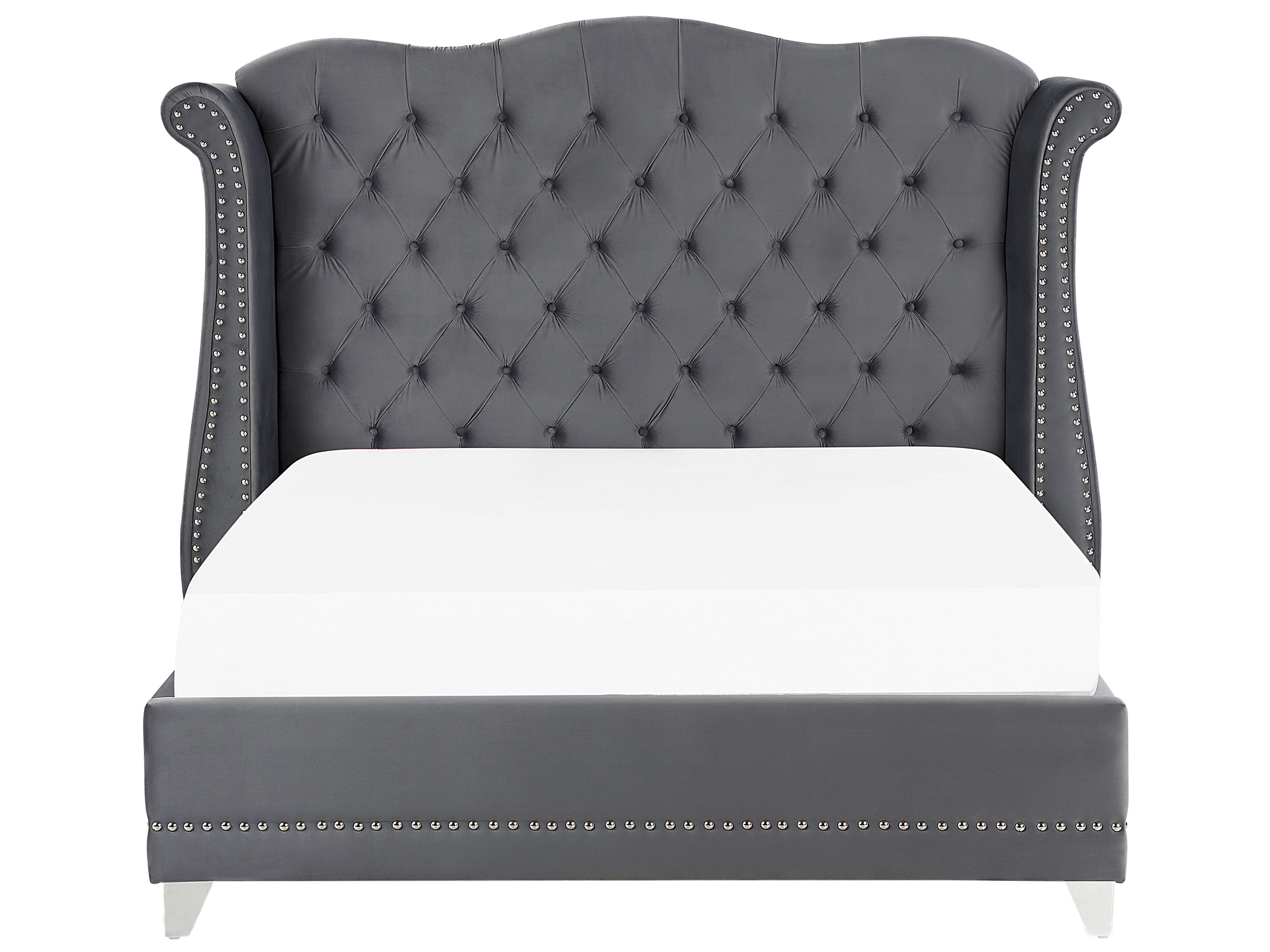 Bed Fluweel AYETTE 180 x 200 cm Grijs
