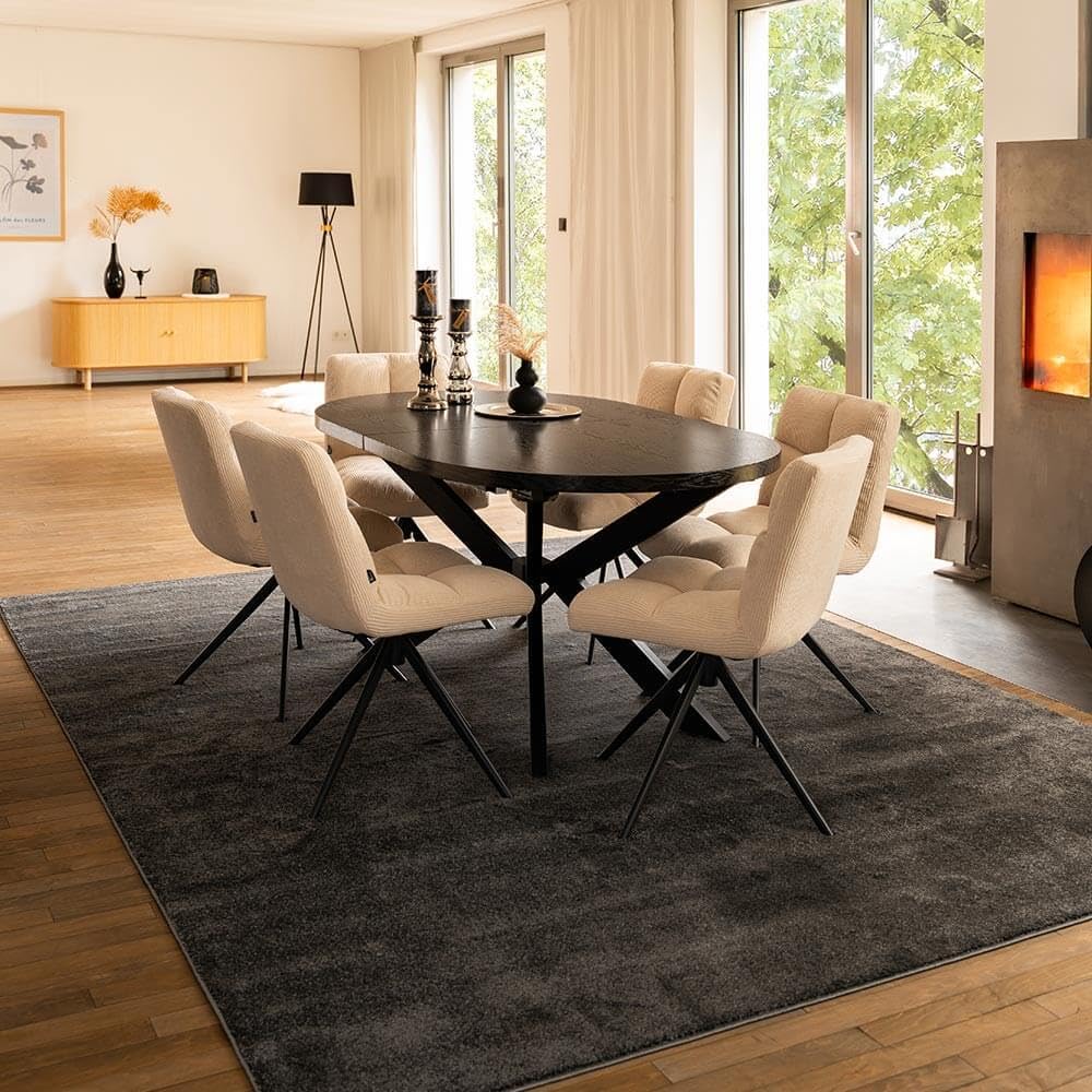 Home Deluxe Esstisch Oval Ausziehbar AVENTI inkl. Sternfuß - 160 x 100 cm Dark Oak | Küchentisch, Esszimmer, Esszimmertisch