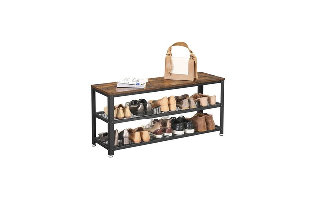 VASAGLE Schuhregal »100 cm x 30 cm, Braun/Schwarz«