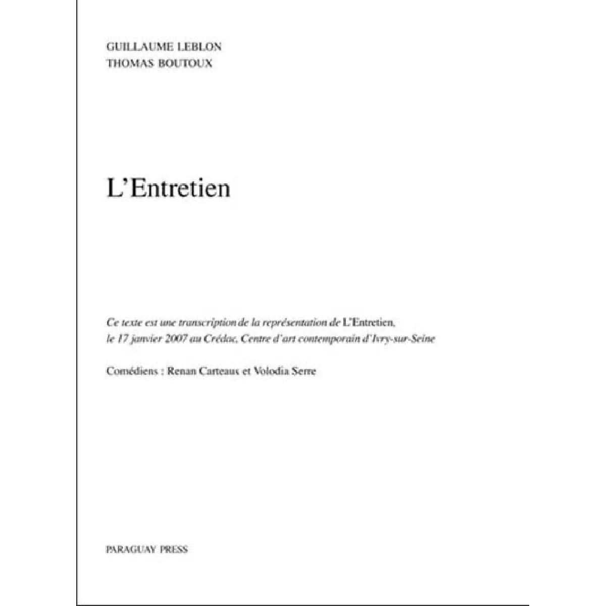 Guillaume Leblon et Thomas Boutoux : l'entretien · Occasion