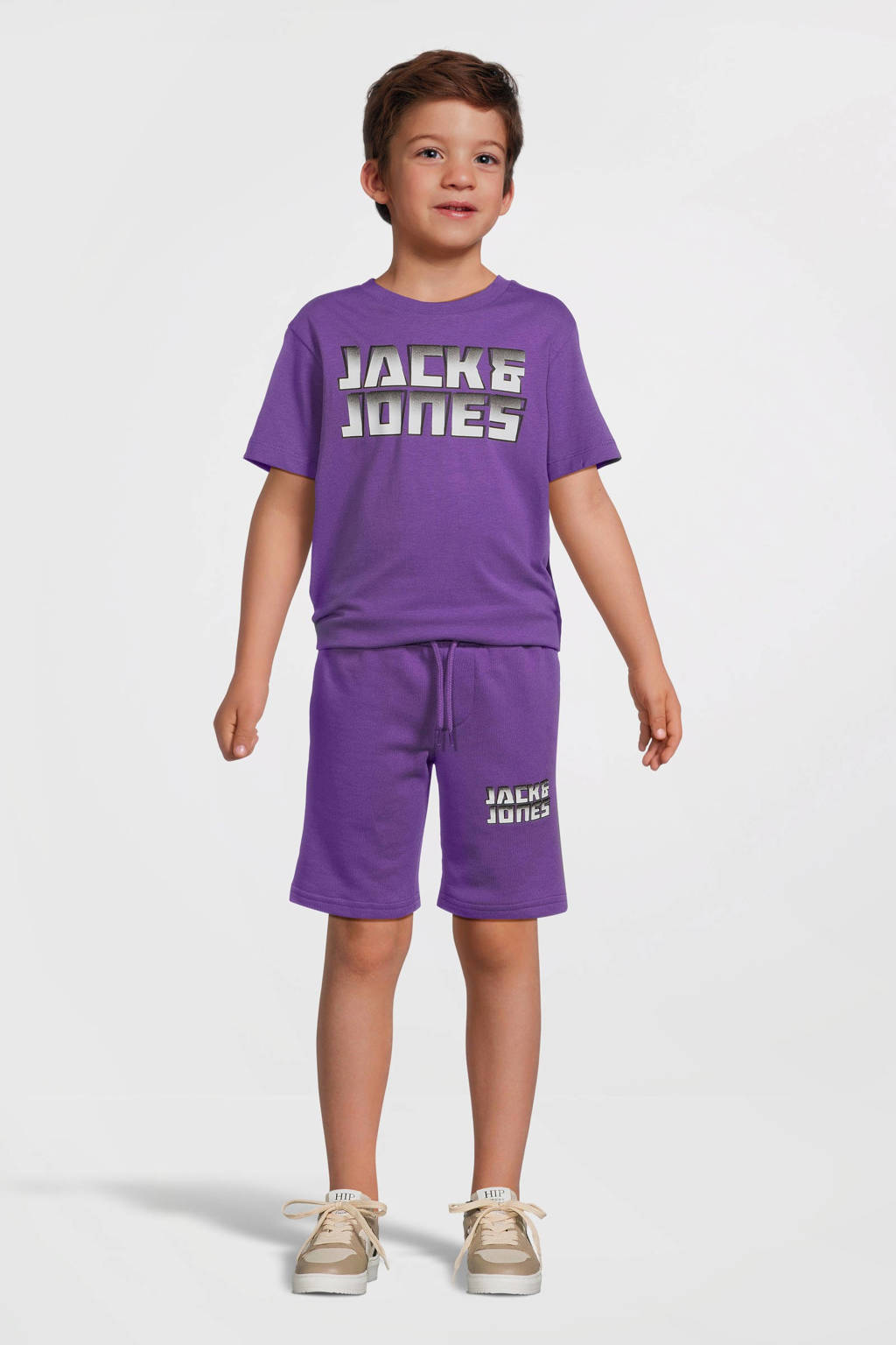 JACK & JONES sweatshort JPSTKAPPER met logo paars