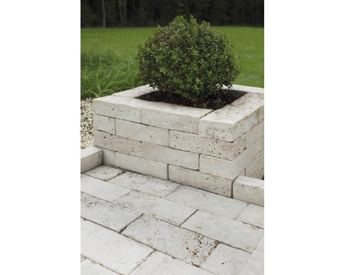 FLAIRSTONE universele steen Roma travertin crème 24 x 12 x 6 cm getrommeld