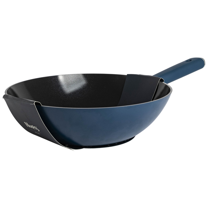 Hugo Kennis wokpan - gietijzer - blauw/zwart - ø28x8 cm