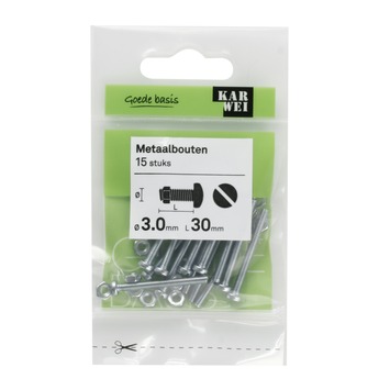 KARWEI metaalbout verzinkt 3x30 mm 15 stuks