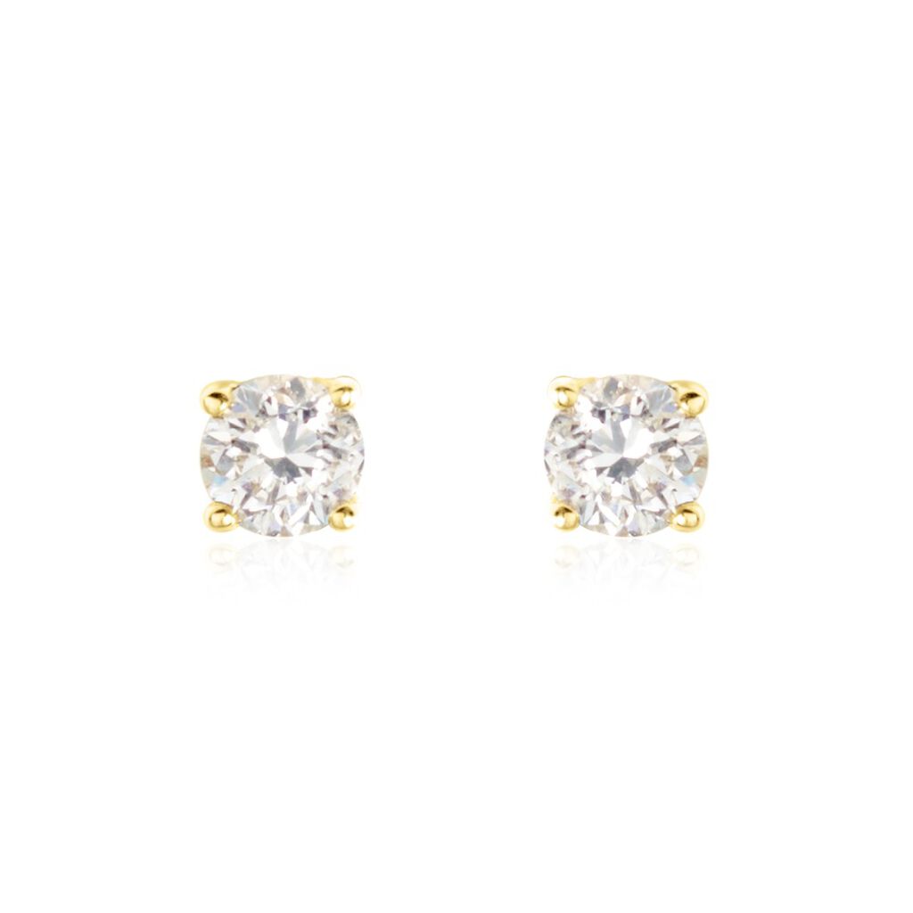 Boucles D'oreilles Puces Or Jaune Victoria Diamants