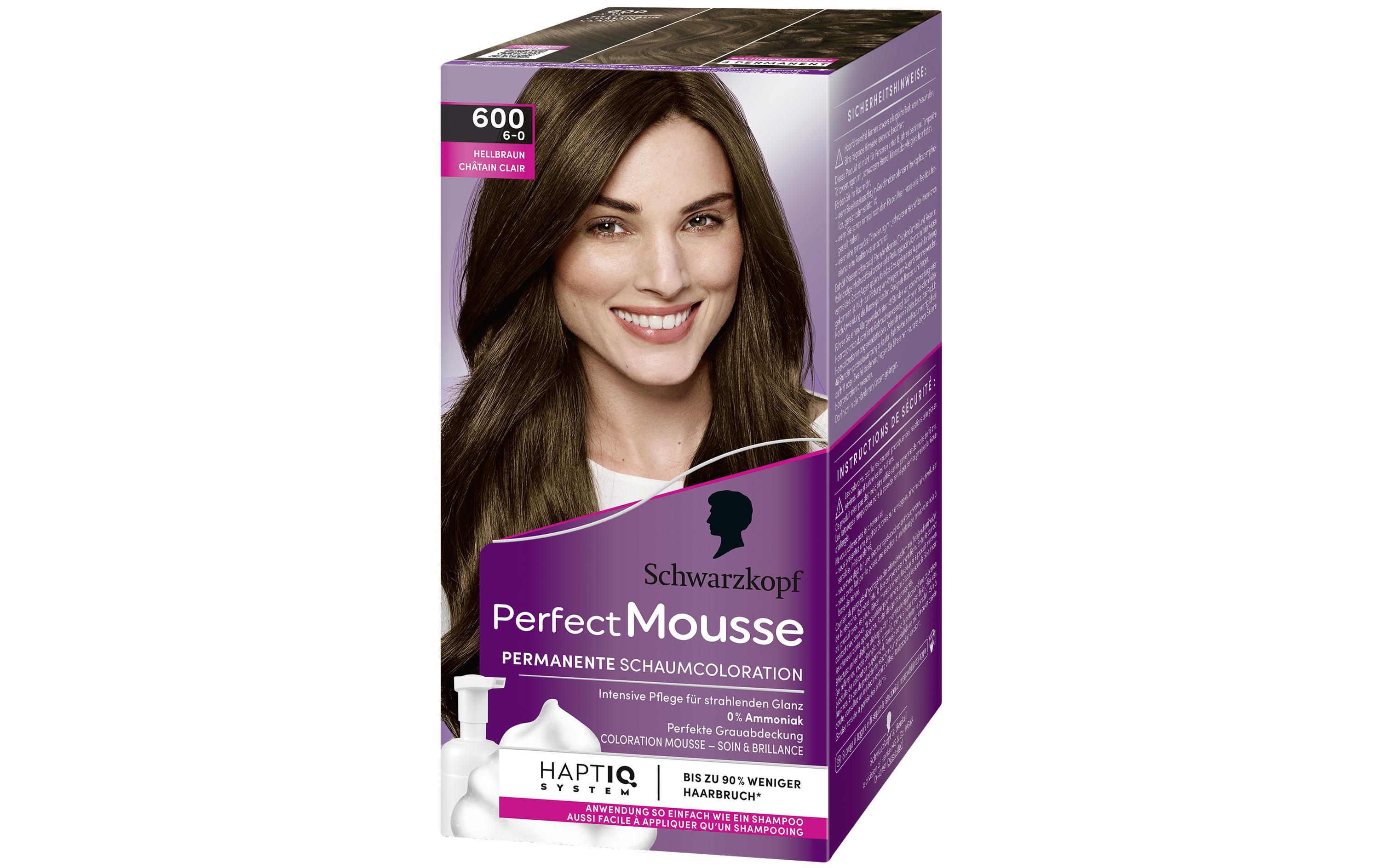 Haarcoloration Perfect Mousse 600 HellbraunPermanente Haarfarbe mit perfekter Grauabdeckung