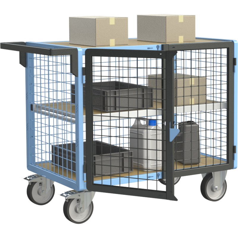 Servante établi équipée, 2 portes grillagées verrouillables, 500 kg