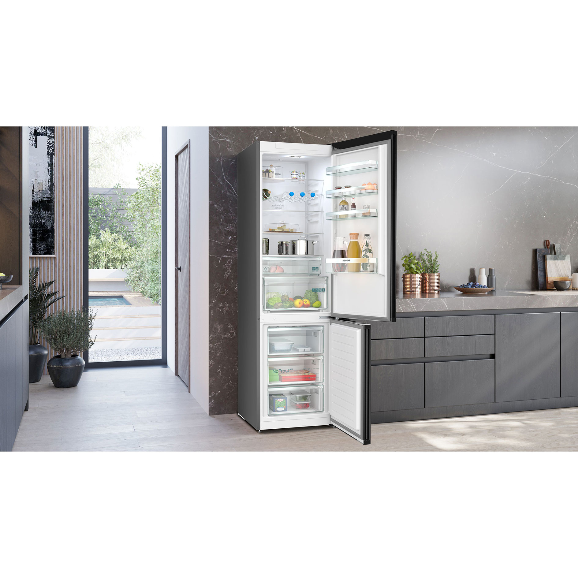SIEMENS Kühl-Gefrierkombination KG39NXXCF - blacksteel - C