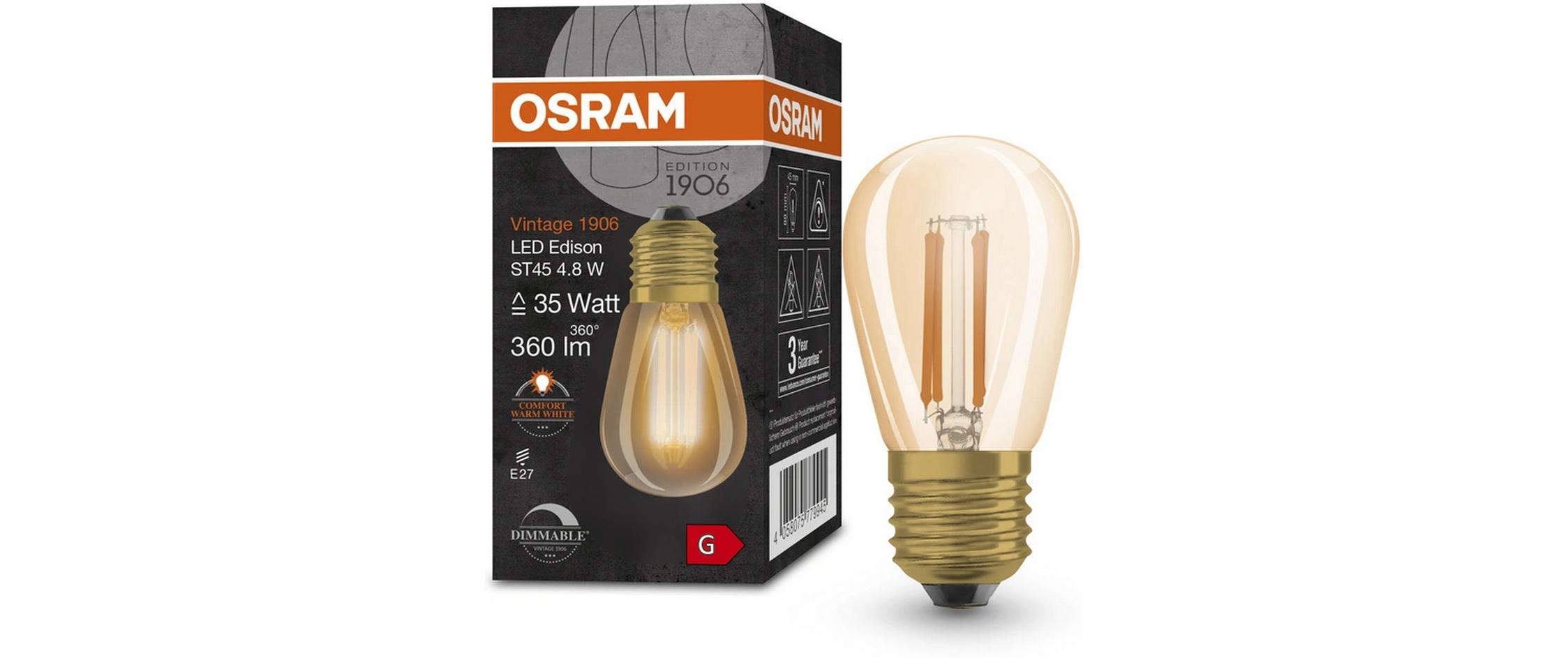 Lampe Vintage 1906 Mini Edison ST45, 4.8W, E27, WarmweissDimmbare LED-Lampen, Vintage-Edition