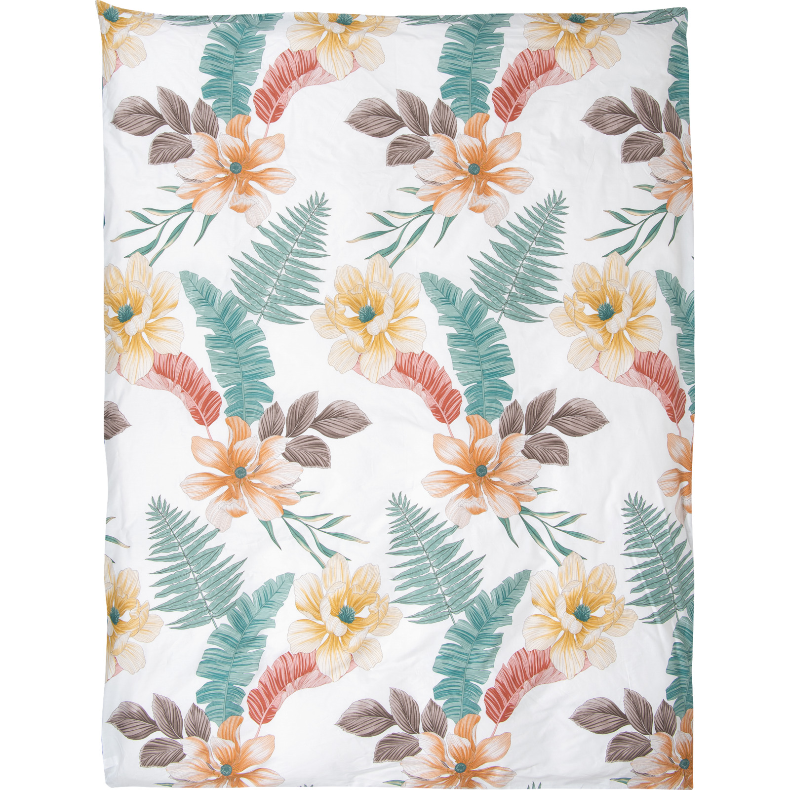 Bettwäsche mit Blüten und Blätter