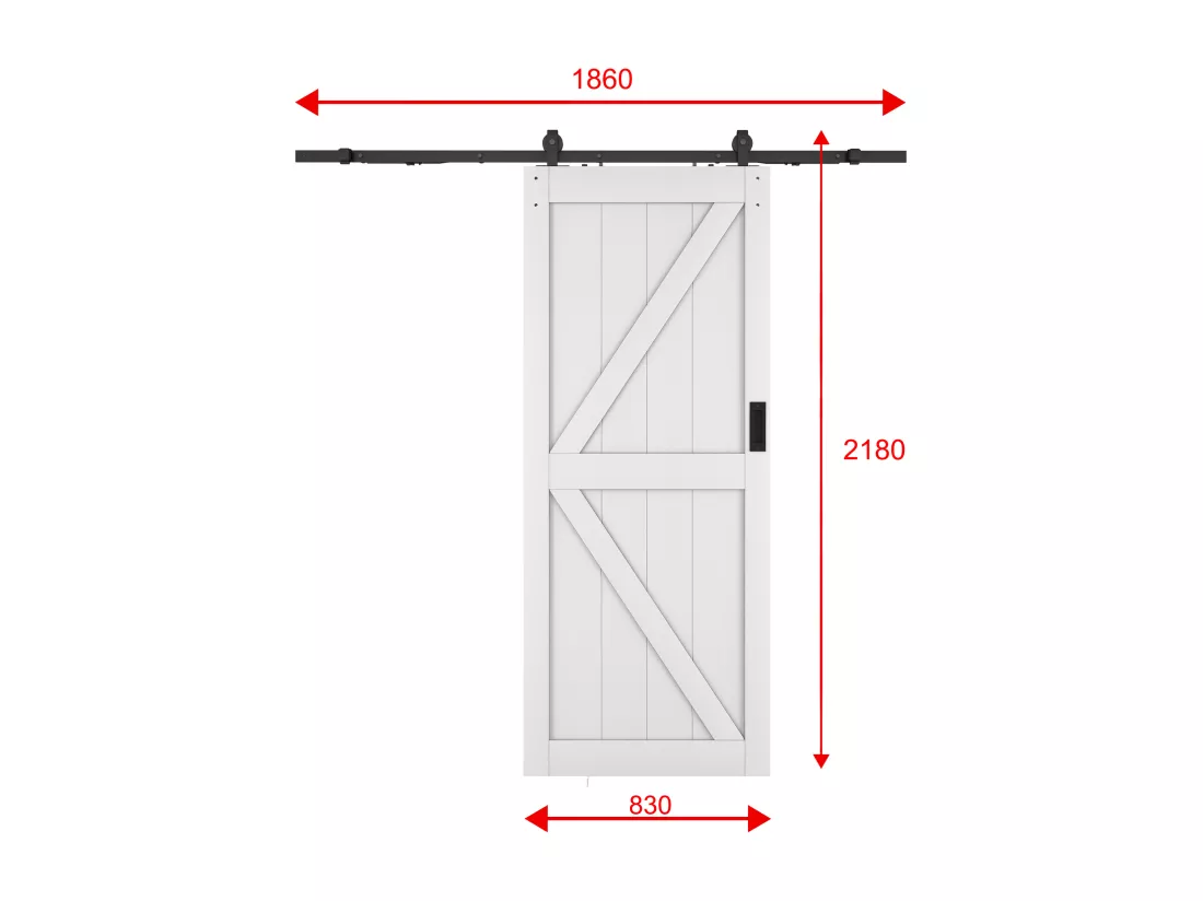 Porte coulissante avec système en applique - Bois et MDF - blanc - H205 x 83 cm - NEFARA
