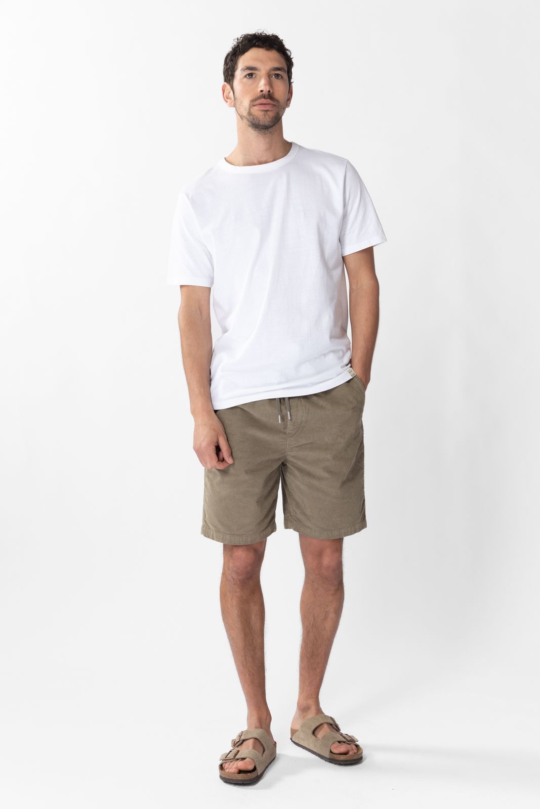 Groene katoenen rib chino shorts