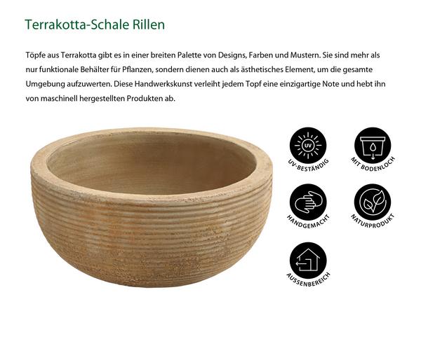 Dehner Terrakotta-Schale Rillen, rund,
