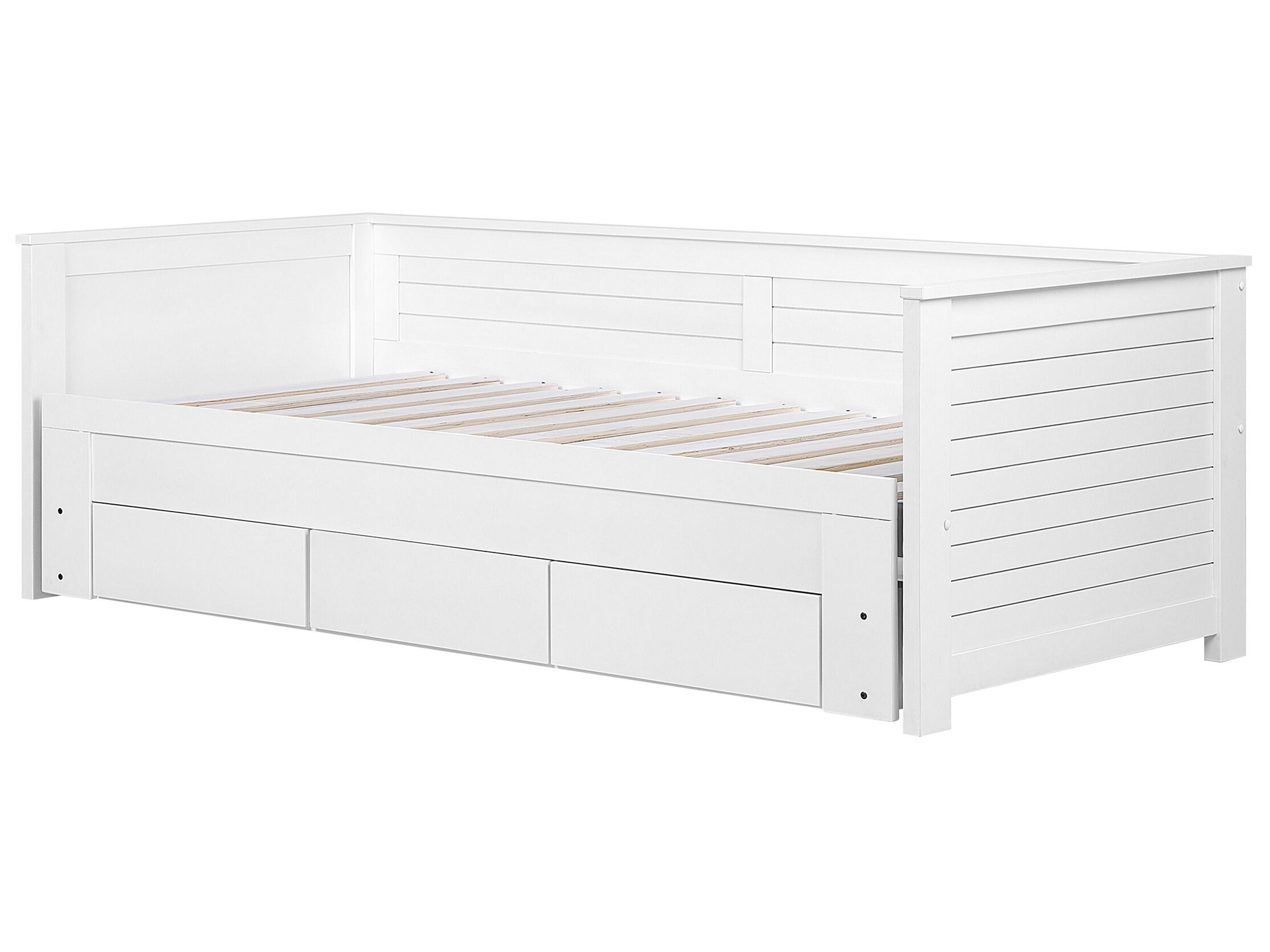 Bed met opbergladen Hout CAHORS 90 x 200 cm Wit