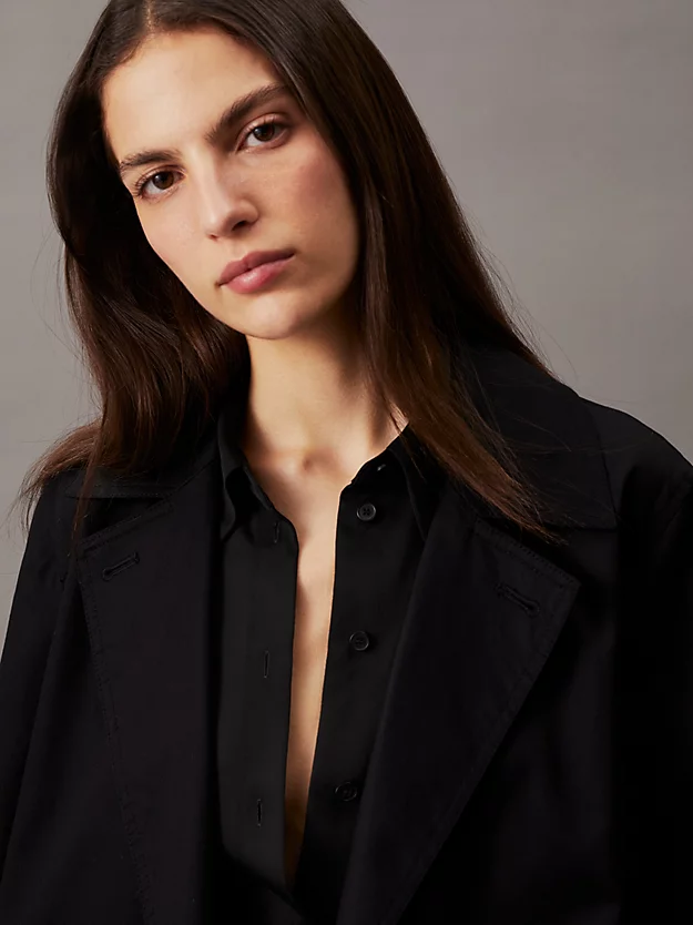 Trench coat de sarja de algodão