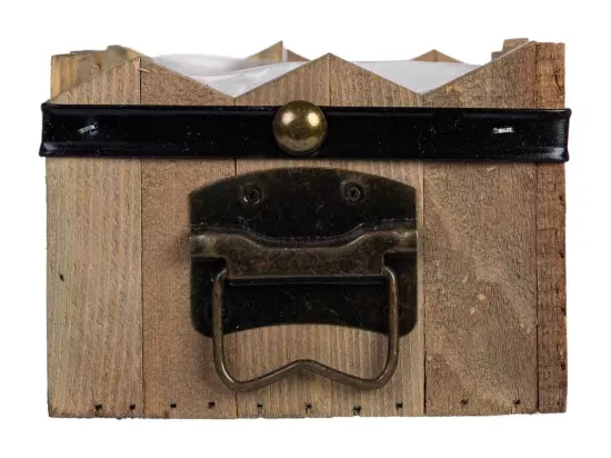 Panier rectangulaire en bois bleu 24x15x9/10,5h cm