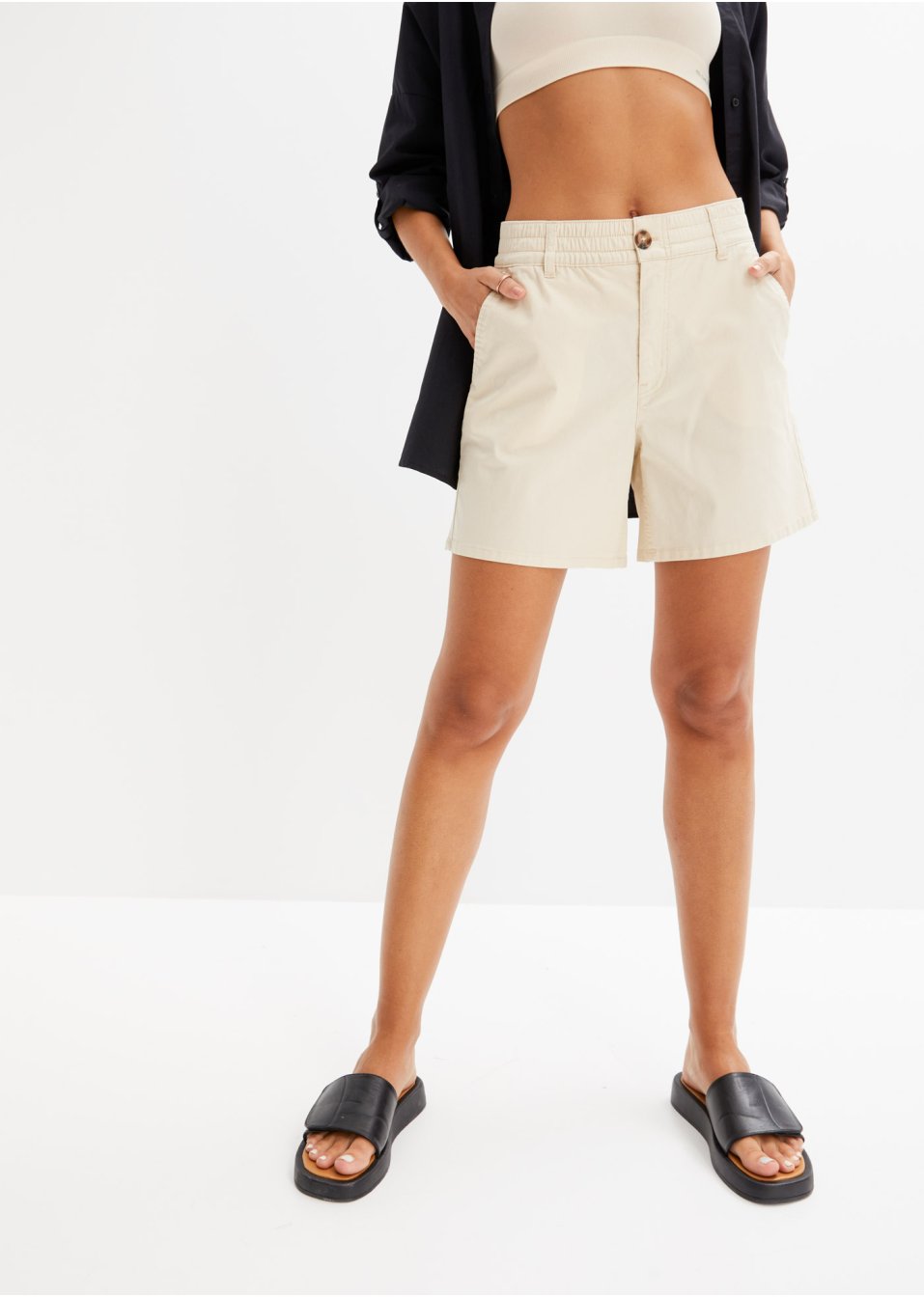Short en twill taille haute