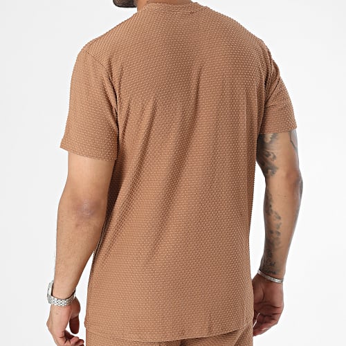 Ensemble Tee Shirt Et Short Jogging Marron