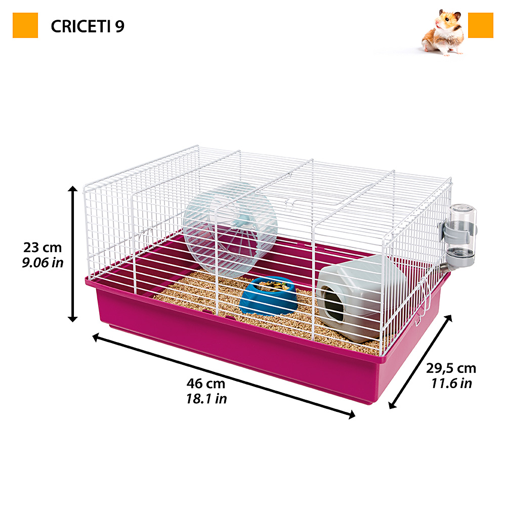 Cage pour hamsters petits rongeurs criceti 9, en plastique, accessoires inclus