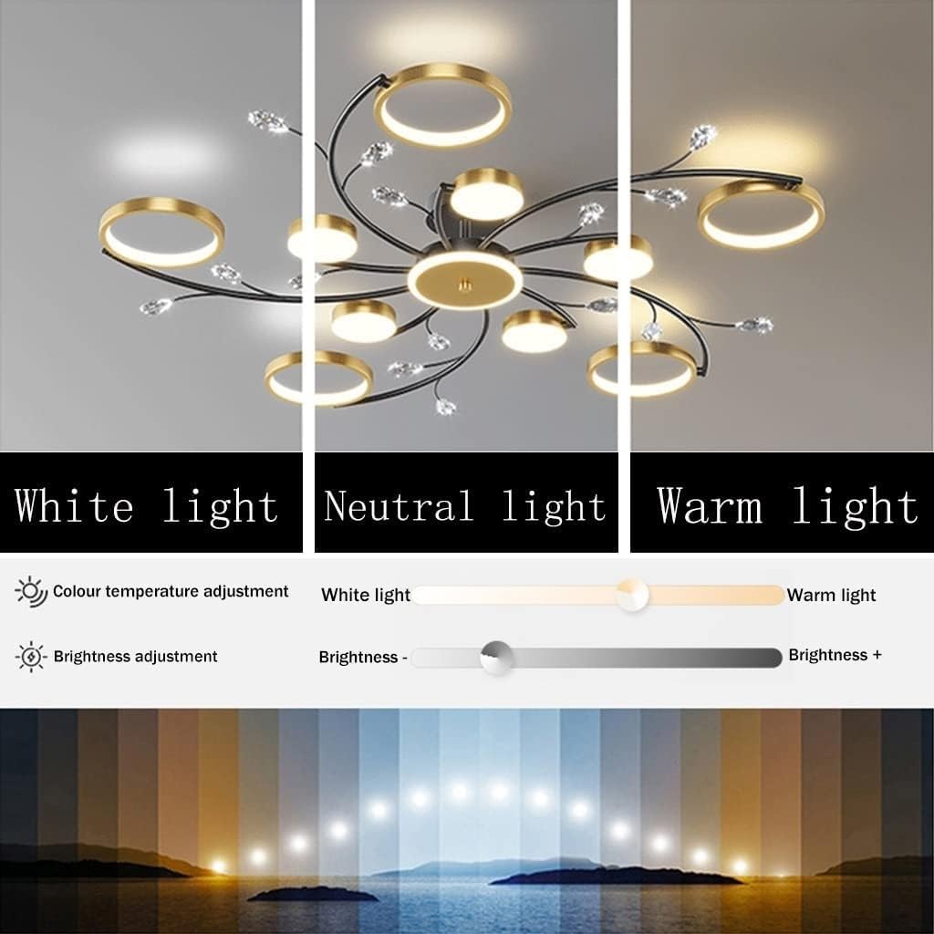 LED Kristall Deckenleuchte Mit Fernbedienung Dimmbar Deckenlampe Modern Aluminium Acryl Lampenschirm Creative Runden Deckenlicht Für Schlafzimmer Büro Hotel Küche Innendeckenleuchte(10+1 HEADS)