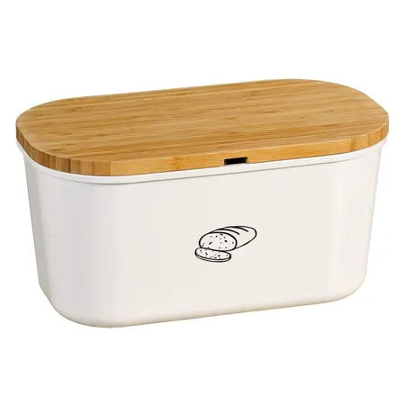 Kesper Brotbox, weiß, Deckel Bambus FSC, groß
