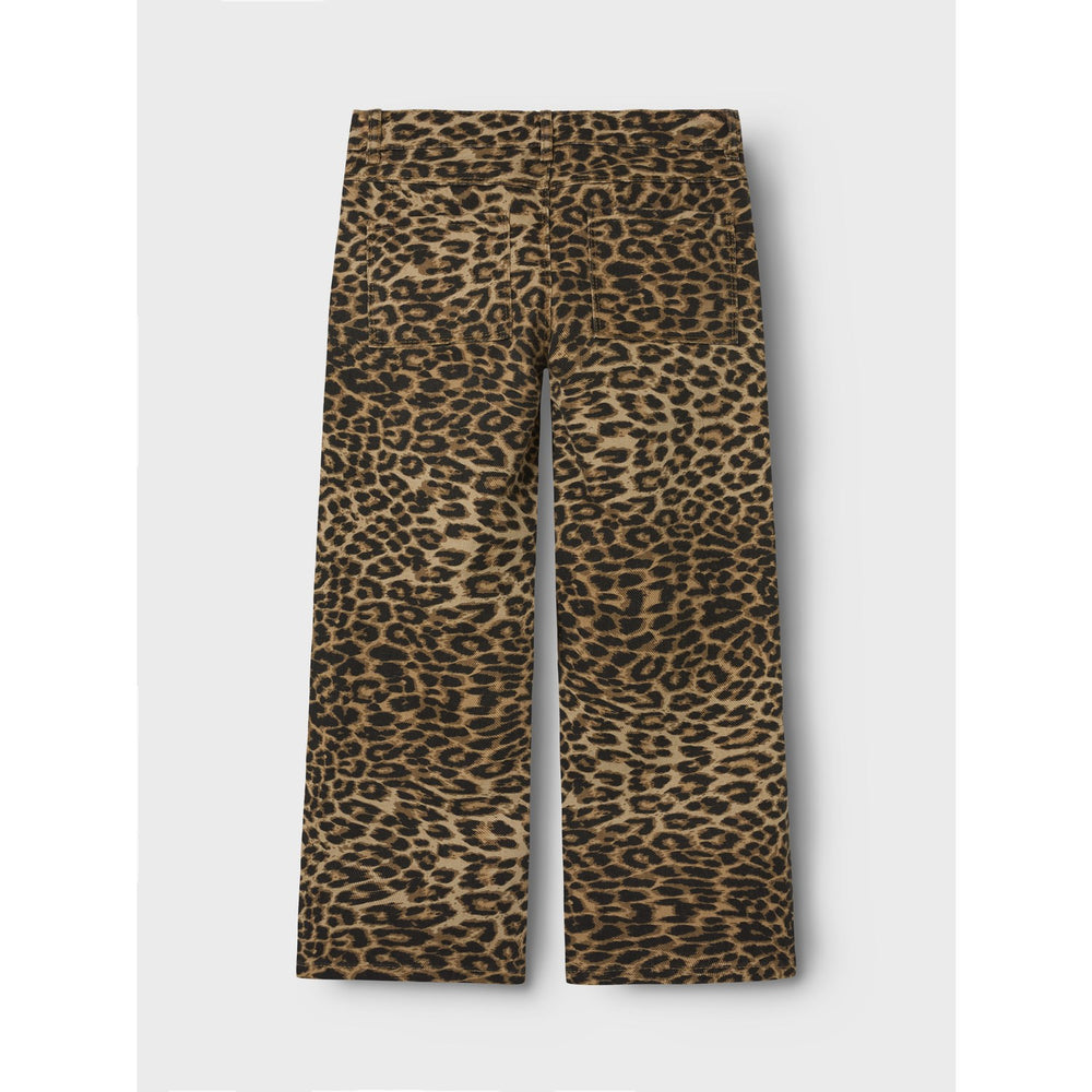 Køb Name It Silver Mink Leopard Rose Wide Twill Bukser