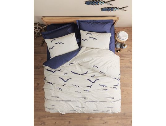 CONCEPT1 - Parure de lit housse de couette Larum 240x220cm + 2 taies 60x60 bleu