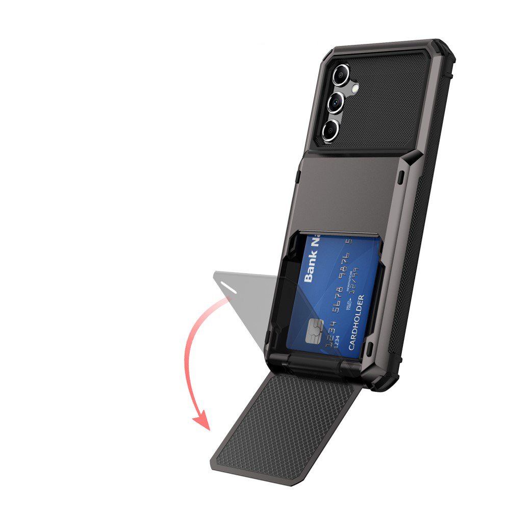 Samsung Galaxy S24  Plus Hybrid Hardcase Hülle mit Aufschiebbarem Kartenfach - Schwarz / Grau