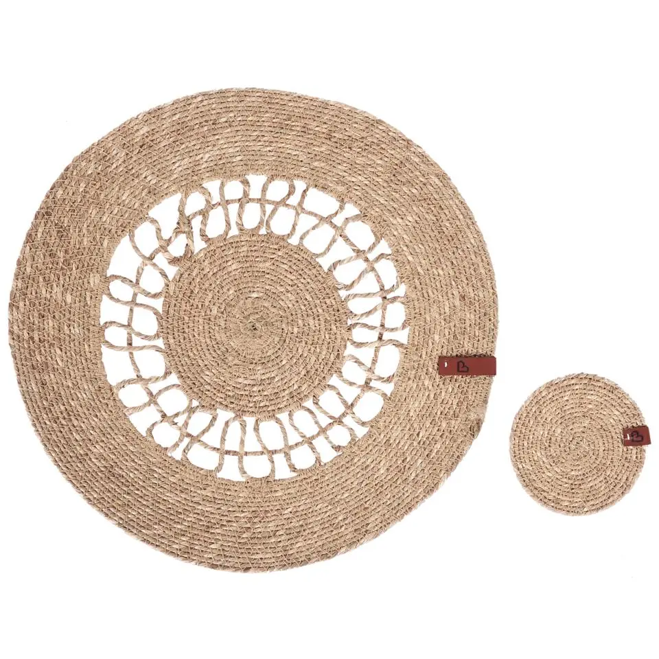 PEPPERBERRY - Set van 12 placemats en onderzetters - Natuurlijk - Jute