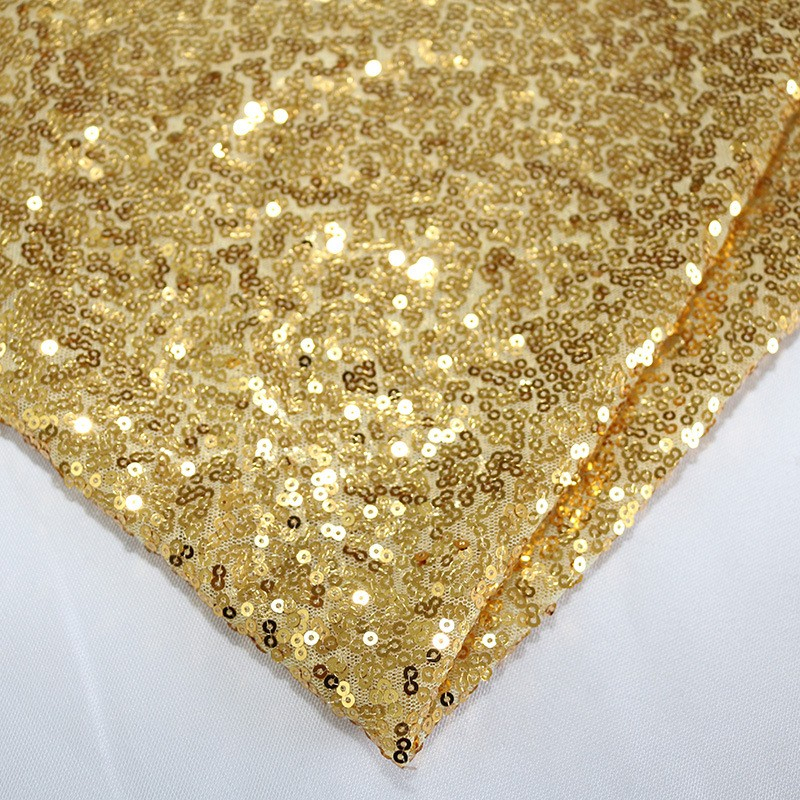 (Ø120cm) Glitzer Tischdecke Party Dekoration Pailletten Tisch Tuch - Gold