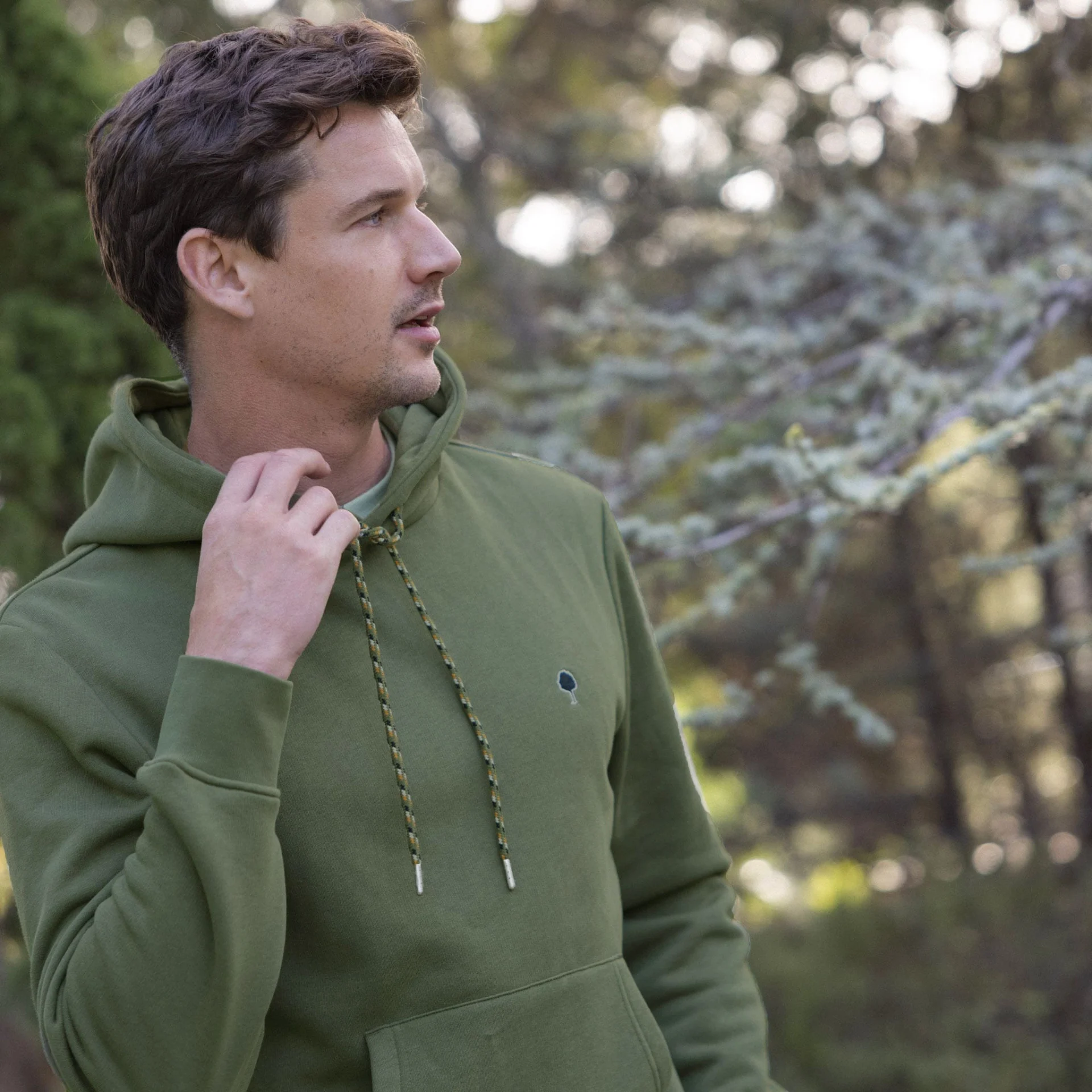 Sweat à capuche kaki coton et polyester recyclé - modèle Dirac
