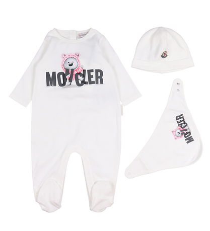 Moncler S?t - Heldragt/Savlesm?k/Hue - Off White m. Rosa