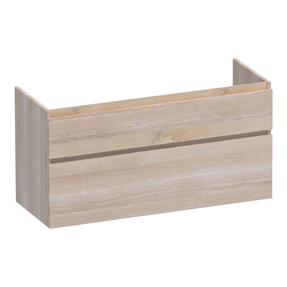 Brauer Delight onderkast 120cm met 2 softclose lades en 1 sifon uitsparing lamellen eiken wit