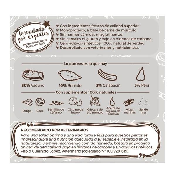 Pacote com 12 latas de ração úmida Puromenu para cães, sabor carne.