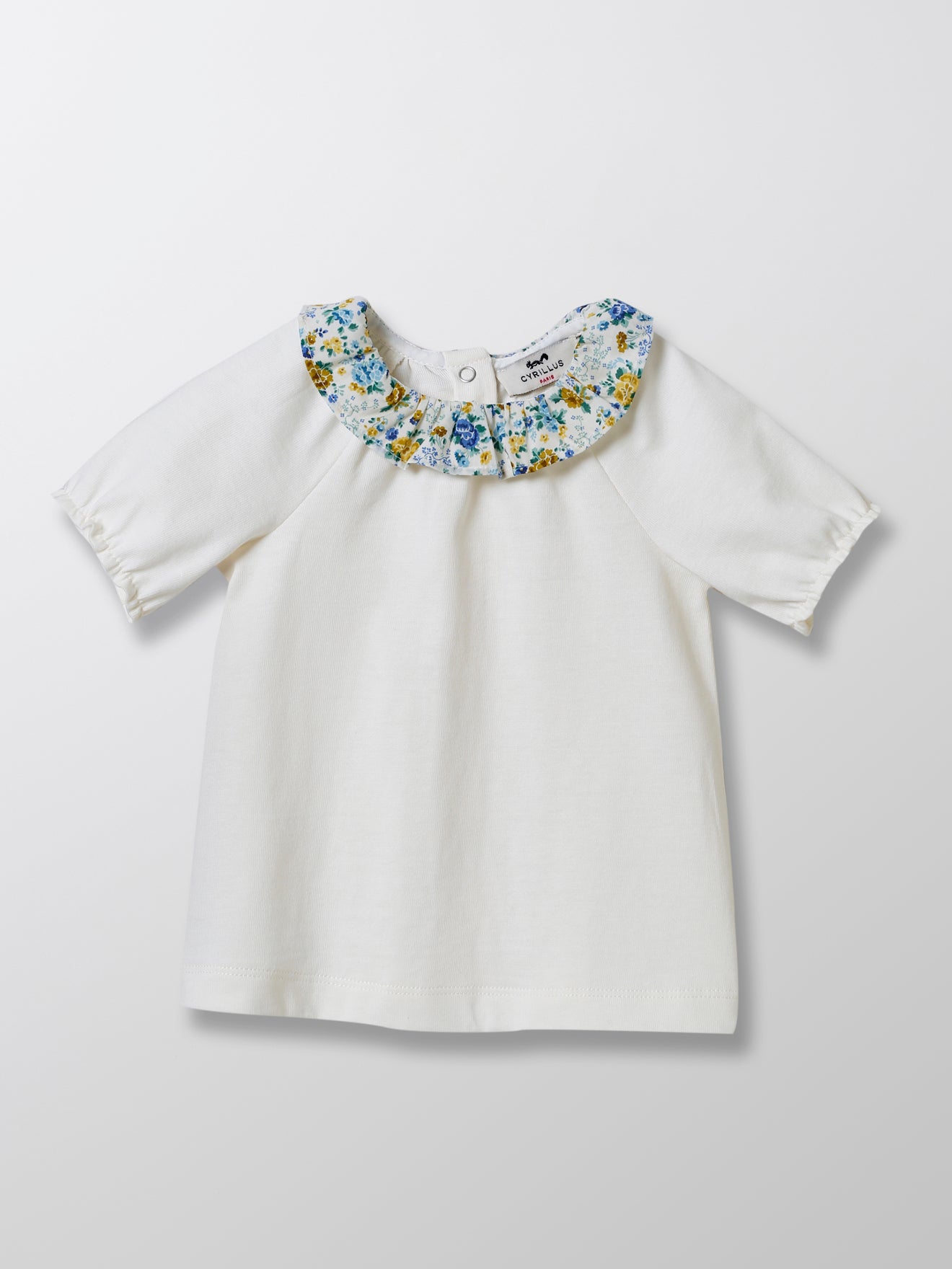T-shirt col en tissu Liberty Bébé - Coton bio