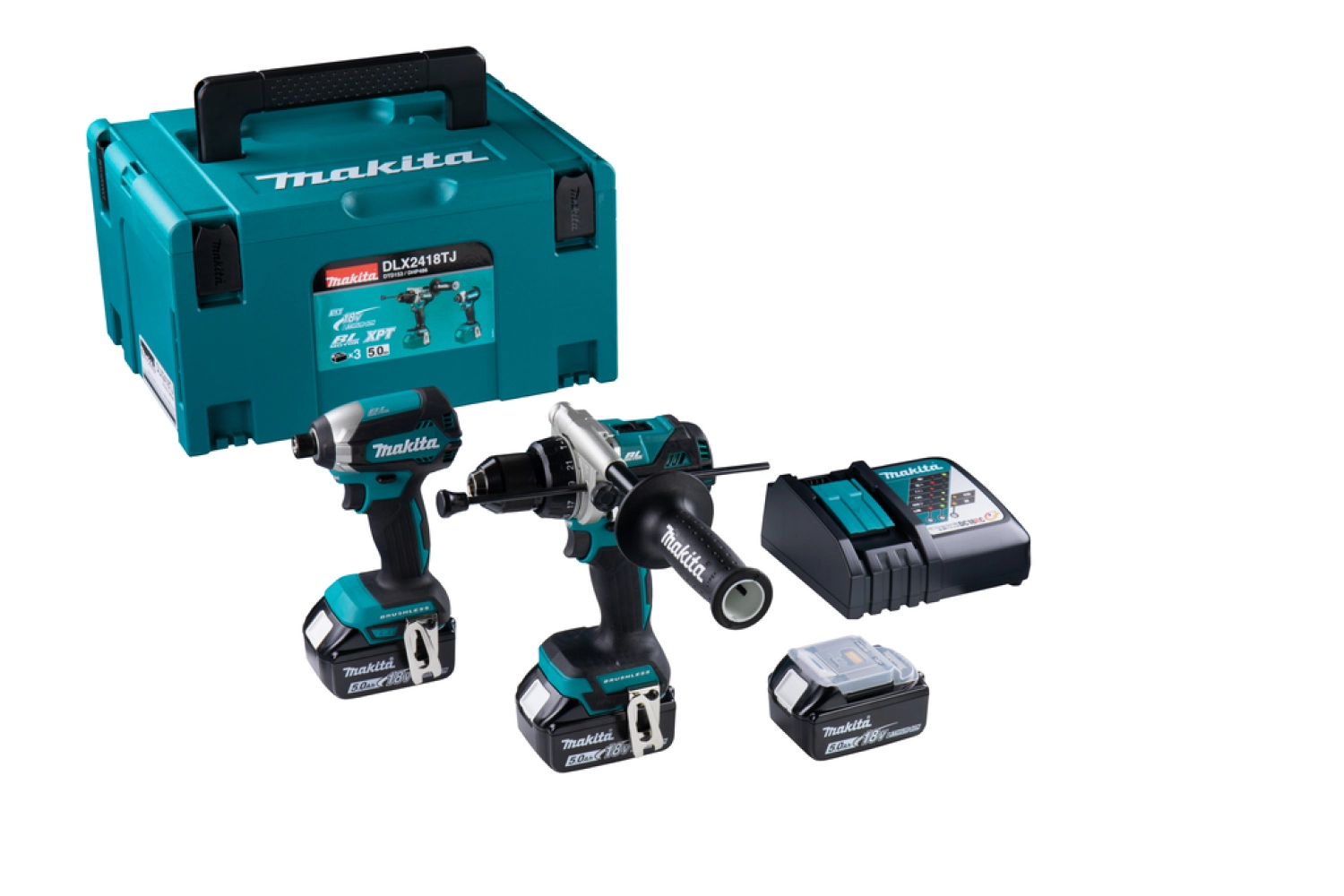 Makita DLX2418TJ 18V Li-Ion accu klopboor- /schroefmachine (DHP486) & slagschroevendraaier (DTD153) combiset (3x 5.0Ah accu) in Mbox