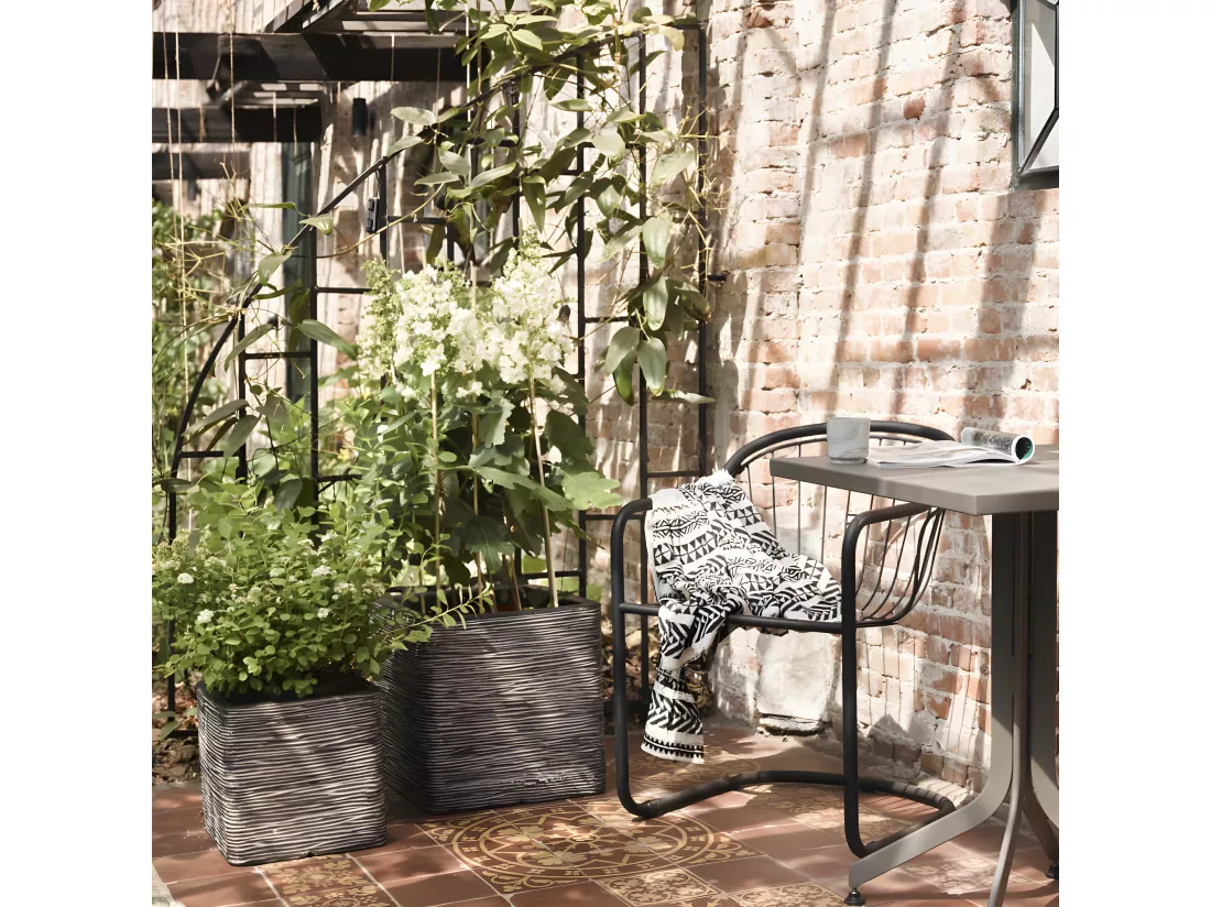 Jardinière Rib Carré 30 x 30 cm Anthracite KOFZ902