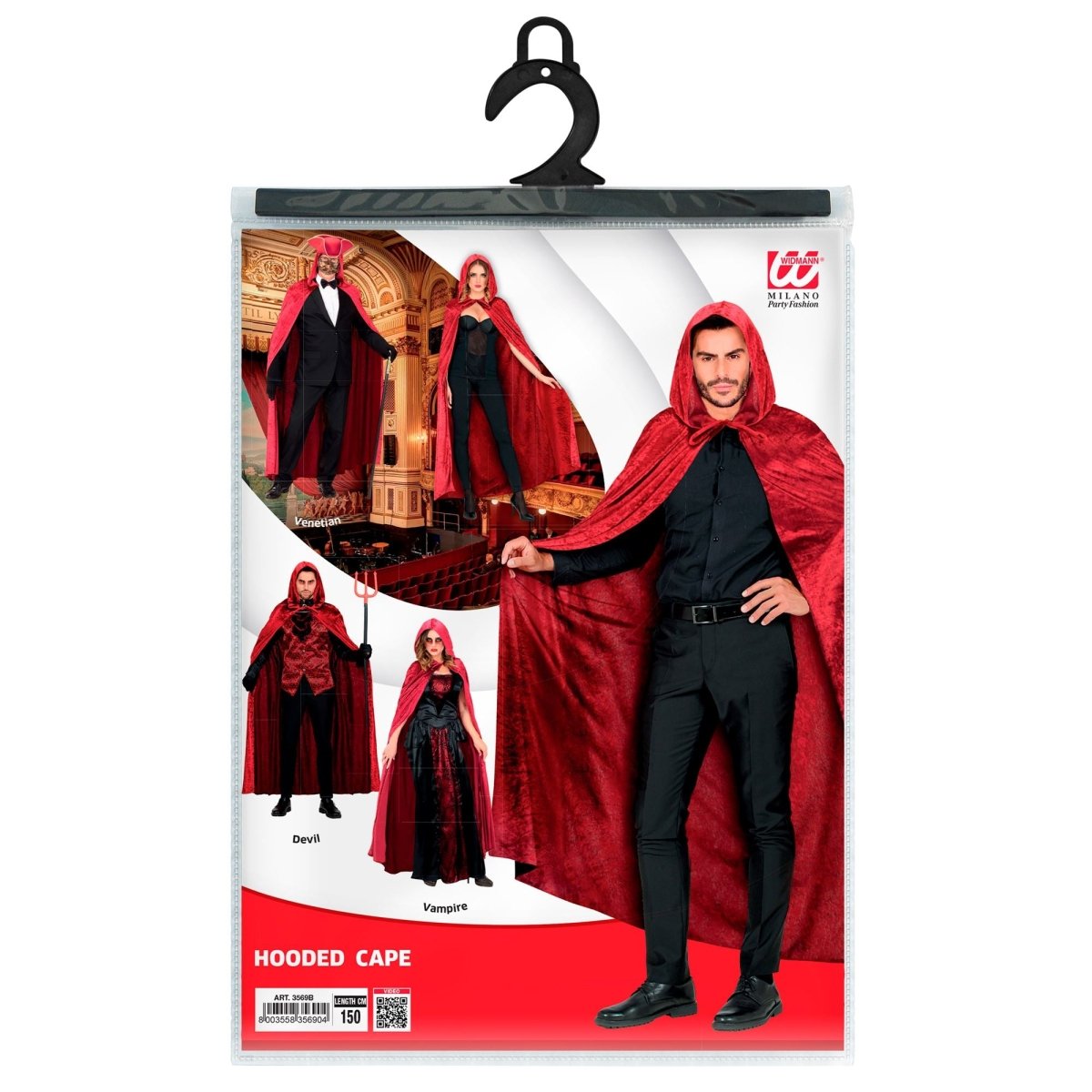 Halloween Cape Rood Fluweel 1,5m