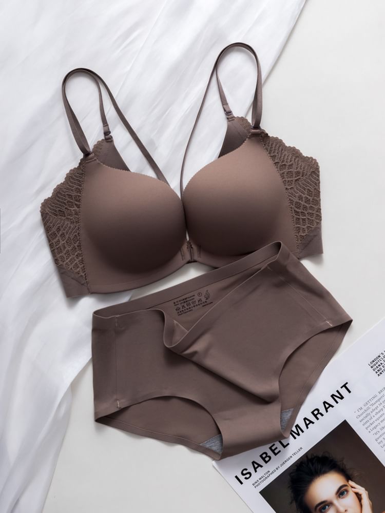 Nabla - Effen kanten paneel bh / slip / set zonder beugel