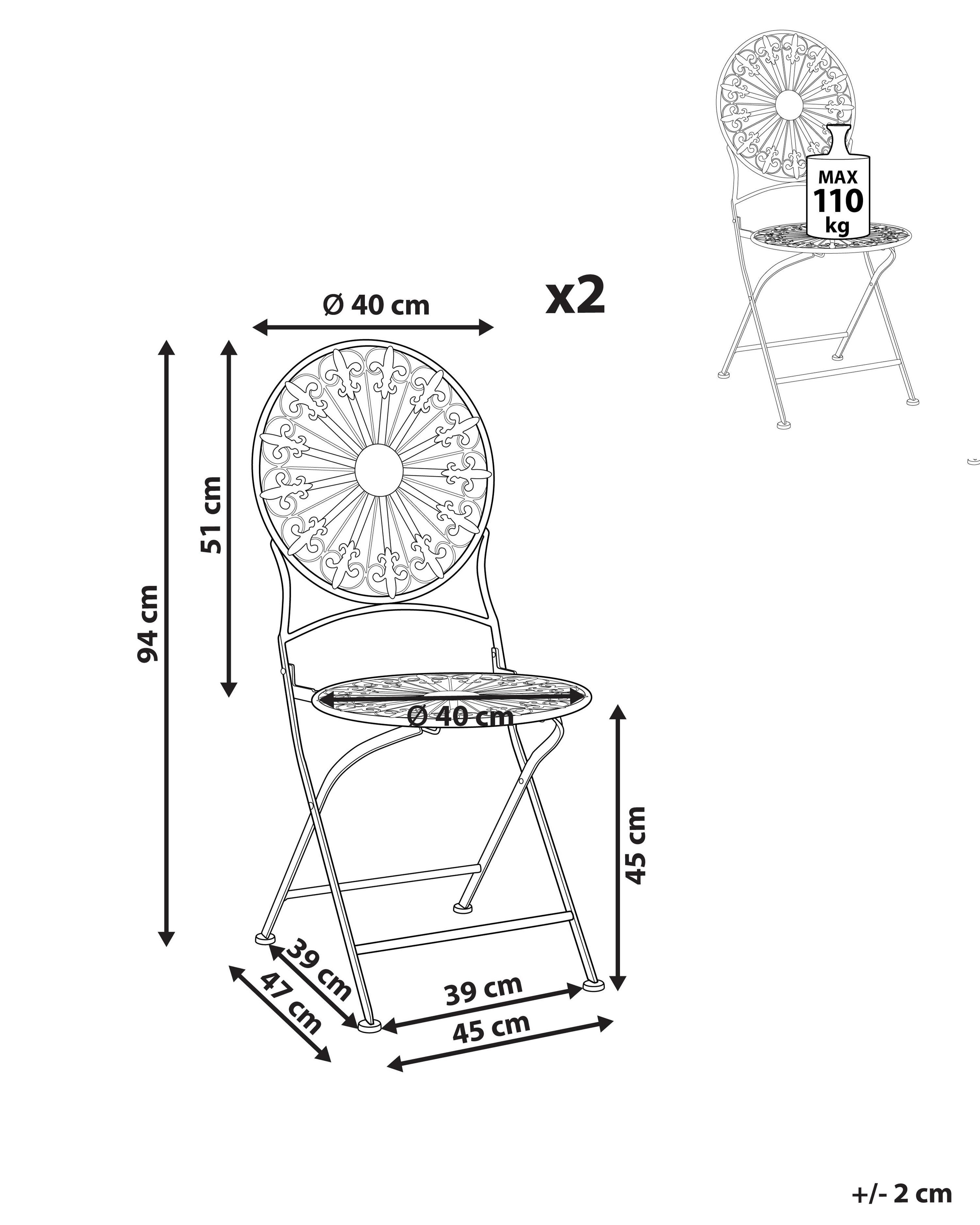Set van 2 tuinstoelen SCAFA Metaal Wit