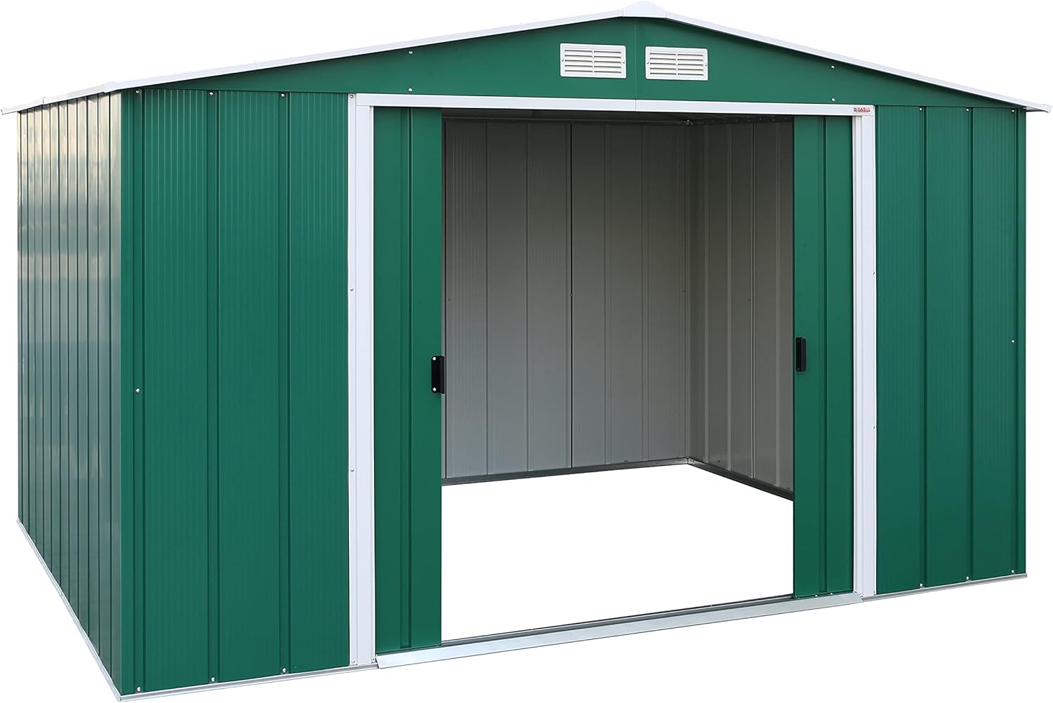 Duramax ECO 10 x 8 (7.28 m²) Abri de Jardin en Métal Galvanisé à Chaud, Abri de Stockage d'Outils, Structure de Toit Renforcée, Abri en Métal Sans Entretien, Vert